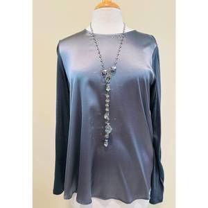 NEW PUROTATTO women's long sleeve silk top in grey